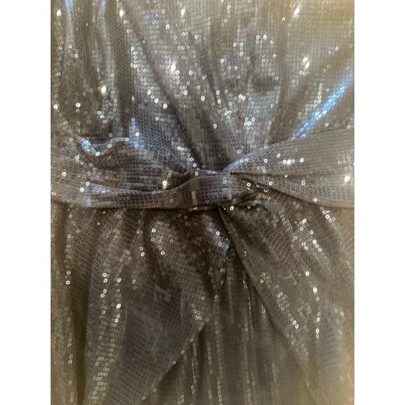 David Meister Navy Sequin Sultry Gown Long Maxi One Shoulder Mermaid Formal 6 - Picture 7 of 13